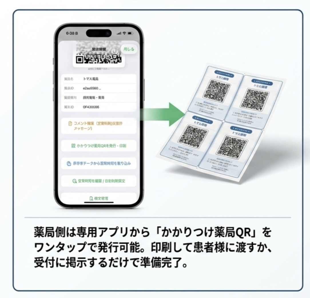 薬局アプリからかかりつけ薬局QRを発行